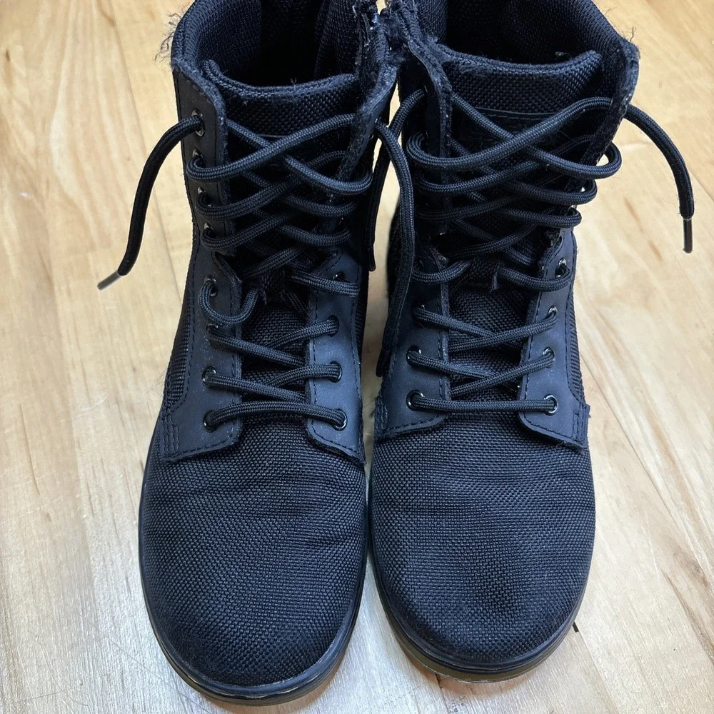 Doc Dr‎ Martens Boots Combat Lace Up Black Canvas Zip Youth Kids Size 3 Combs J